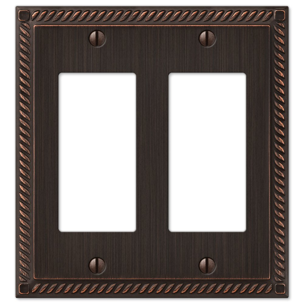 Amerelle 54RRVB Georgian Tumbled Wallplate, 2 Rocker, Cast Metal, Aged Bronze, 1-Pack