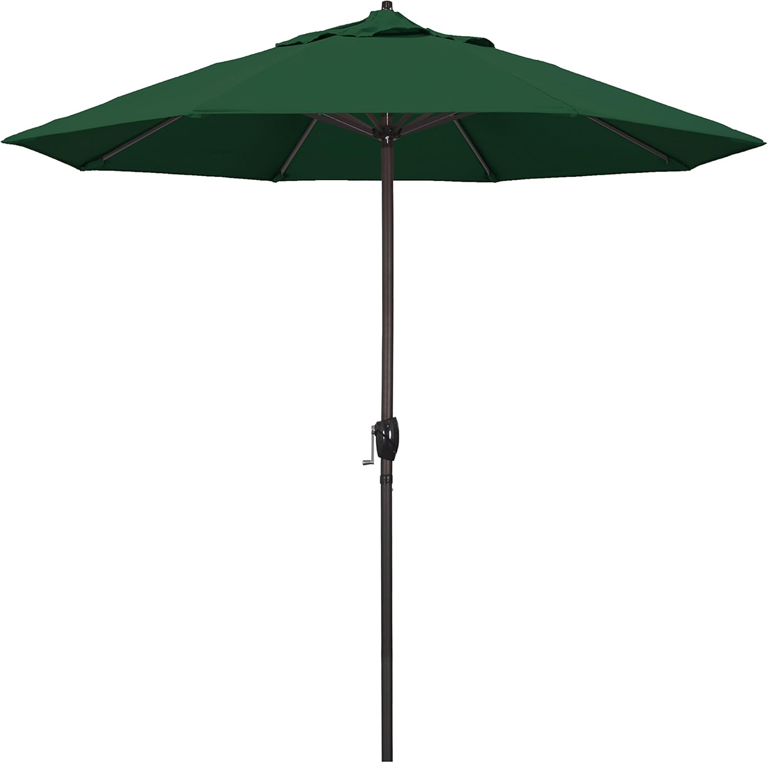 California Umbrella 9' Casa Series Patio Umbrella With Bronze Aluminum Pole Aluminum Ribs Auto Tilt Crank Lift With Olefin Hunter Green Fabric