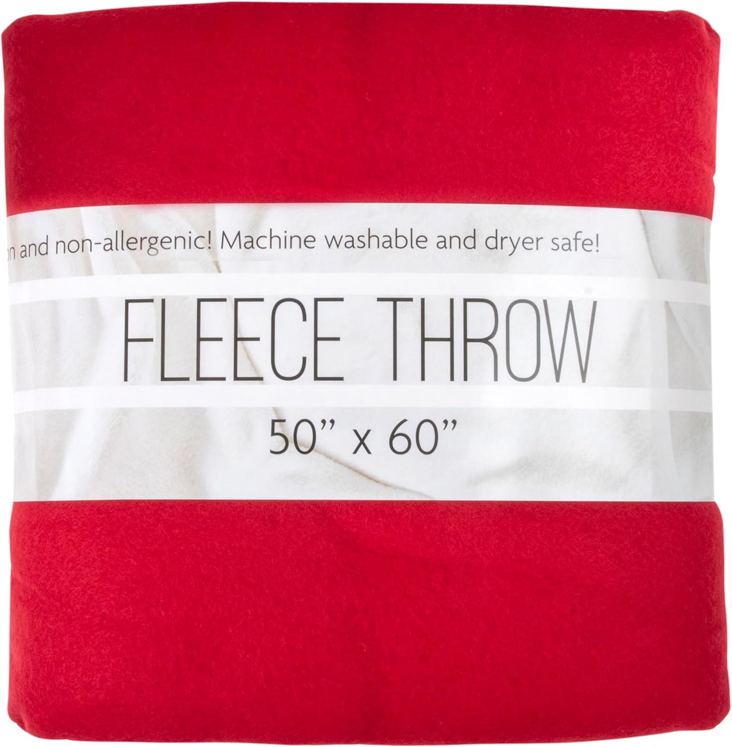 Single Solid Color Hypoallergenic 60”L x 50”W Fleece Throw Blanket for Fall, Winter, Spring, Summer, Men, Women, Children & Pets in Red