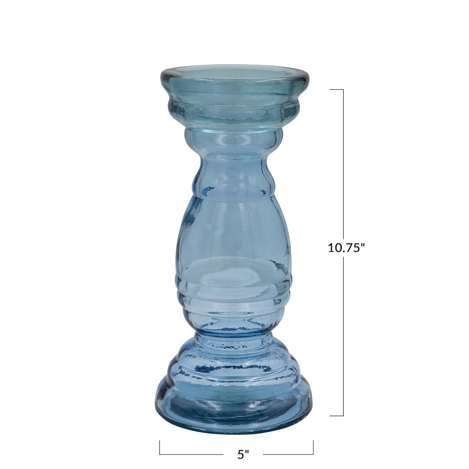 Creative Co-Op Tall Reclaimed Glass Pillar Holder, Blue