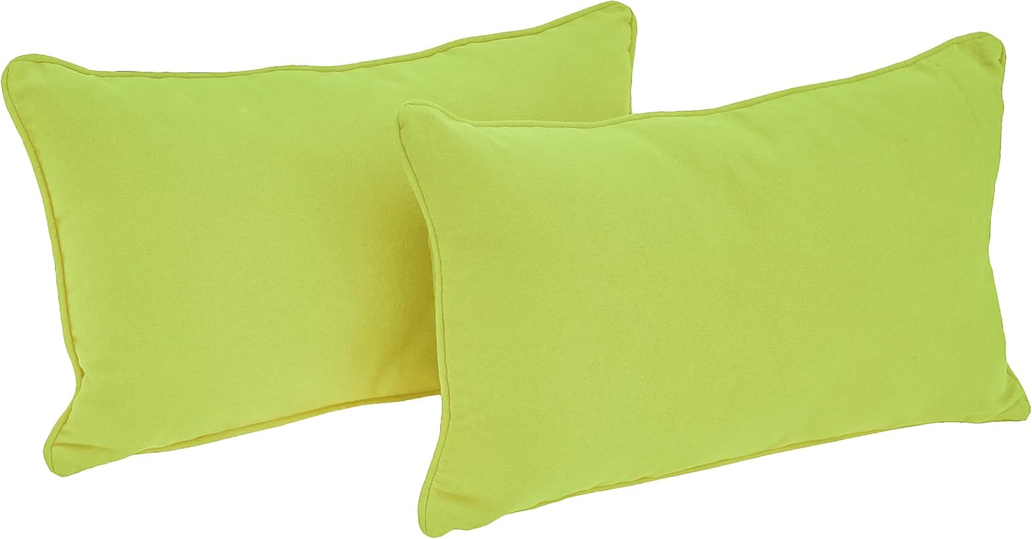 20-inch by 12-inch Double-corded Solid Twill Back Support Pillows with Inserts (Set of 2), Mojito Lime