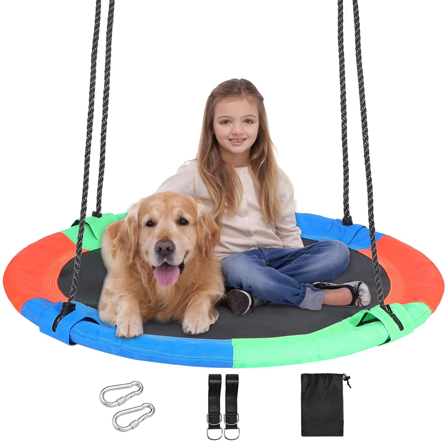 MIHOVER Sturdy & Comfortable 43 Inch Saucer Tree Swing Flying Indoor Outdoor Play Set Swing for Kids - Blue
