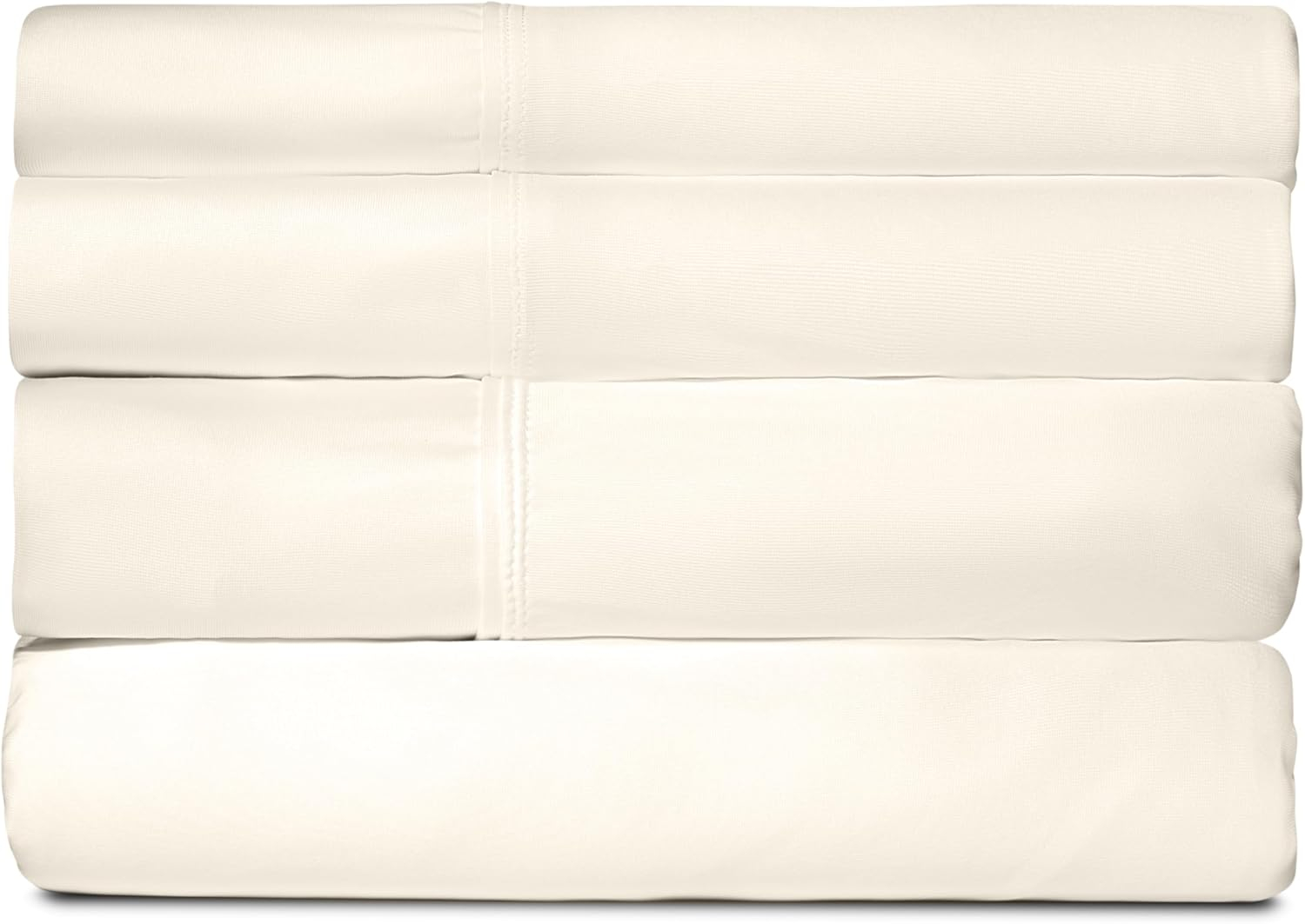 SHEEX Active Comfort Sheet Set with 2 Pillowcases, Queen - Cooling - Breathable - Deep Pocket - Moisture-Wicking, Parchment