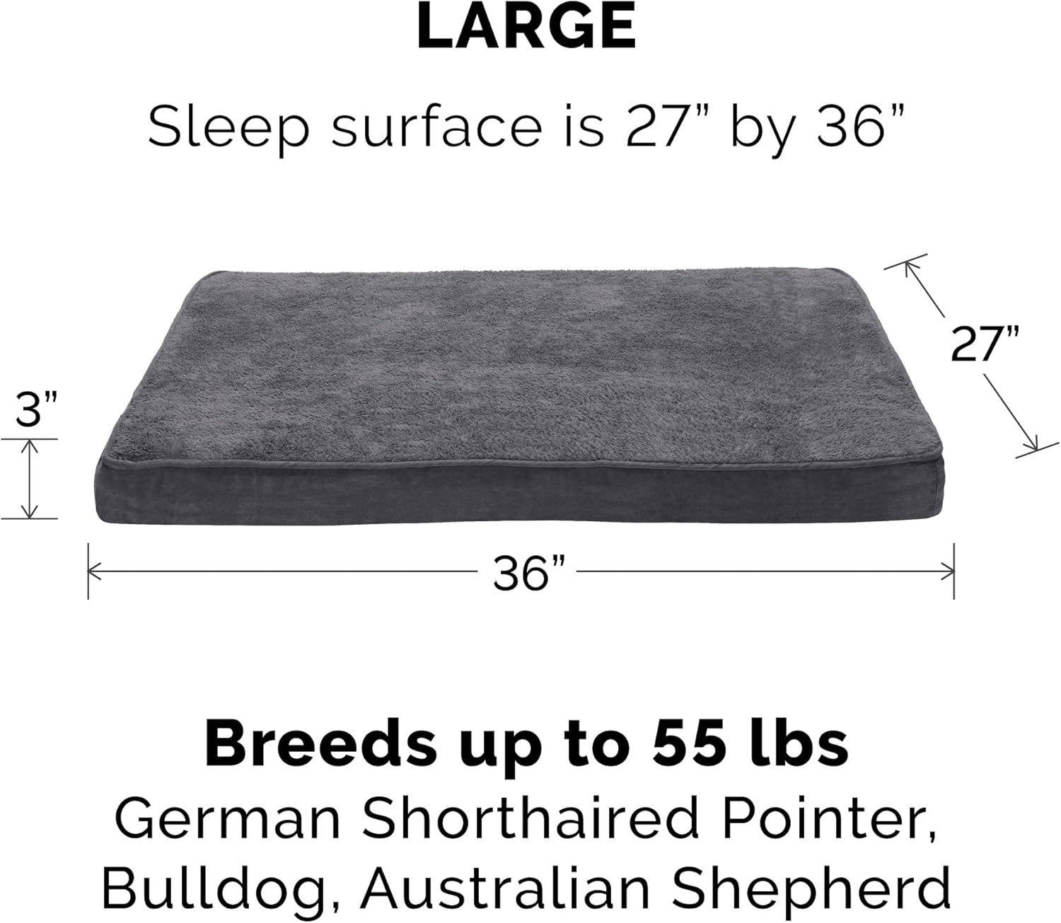 Large Gray Orthopedic Cooling Gel Memory Foam Dog Bed