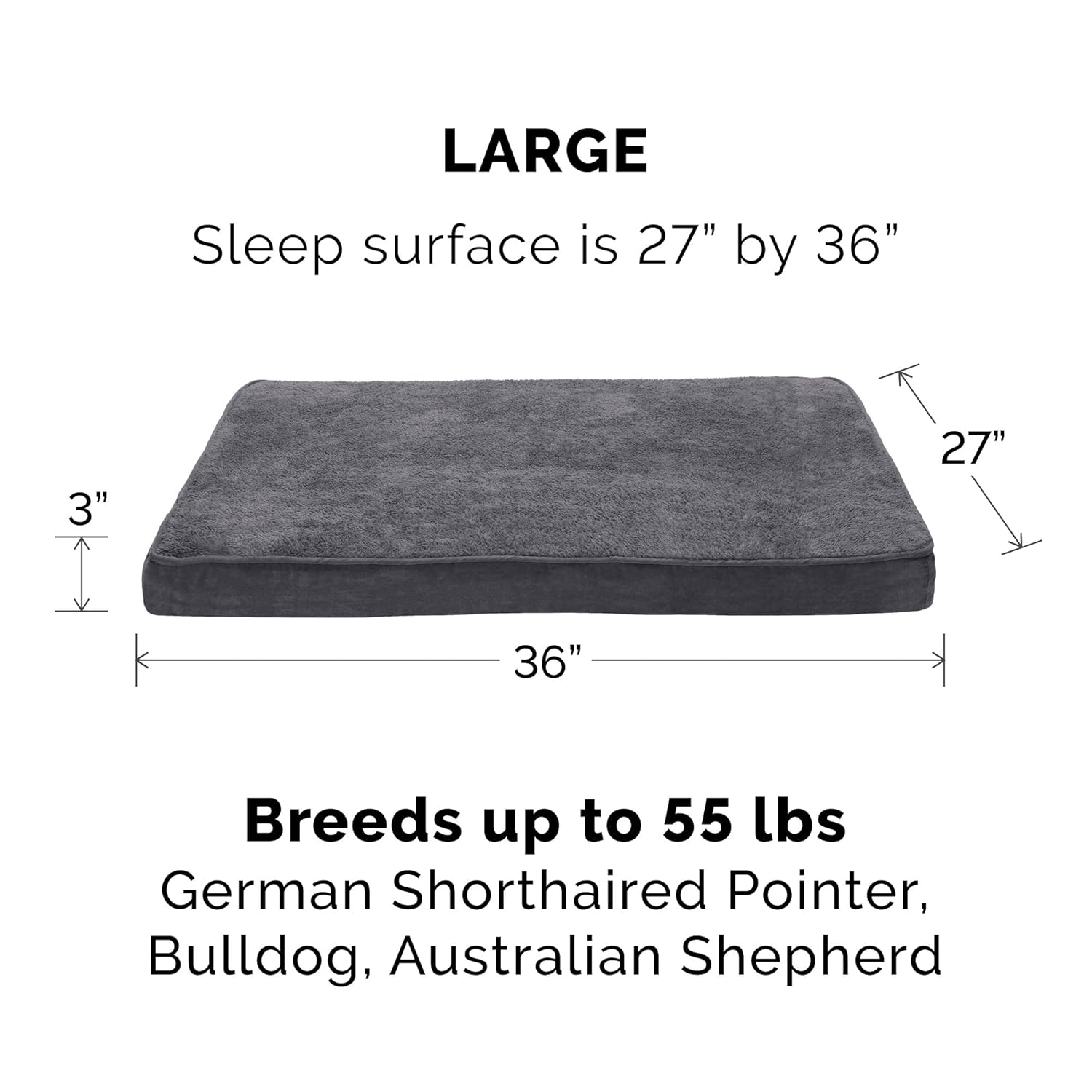 Furhaven Cooling Gel Dog Bed for Large/Medium Dogs w/ Removable Washable Cover, For Dogs Up to 55 lbs - Terry & Suede Mattress - Gray, Large