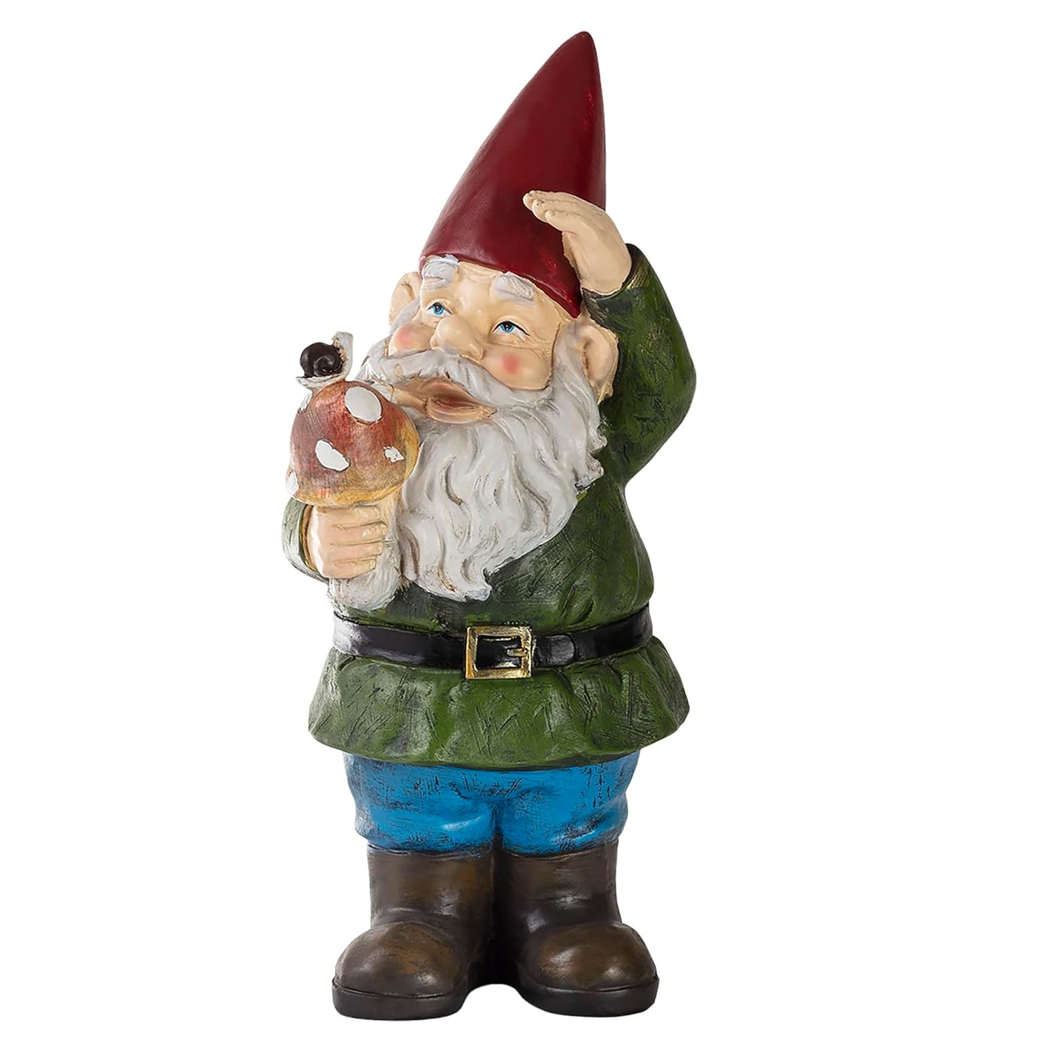 Alpine Corporation 12" Gnome Holding a Mushroom Garden Statue