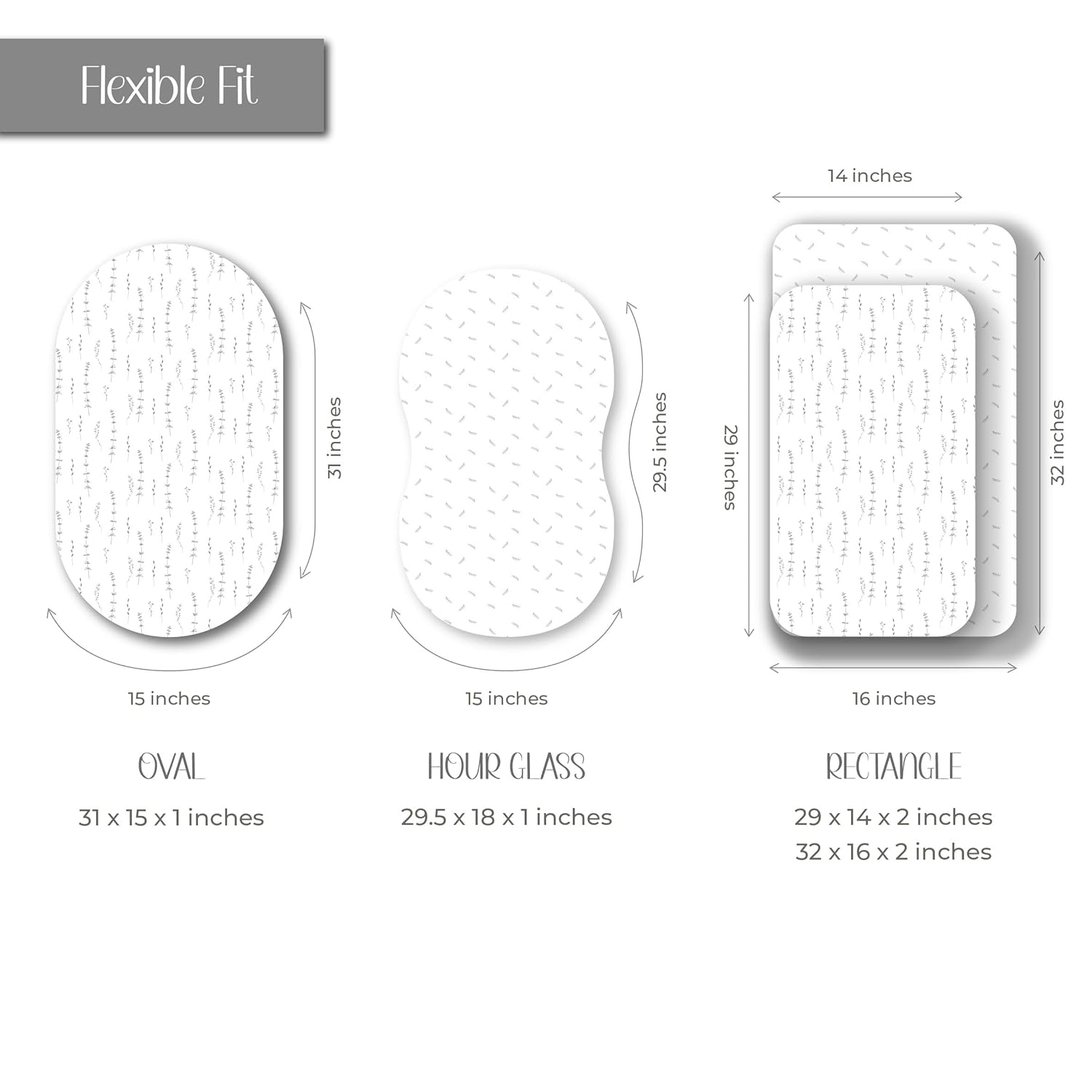 Ely’s & Co. Bassinet Sheets, Baby Boy/Girl Fitted Bassinet Mattress Sheet Set - 2 Pack, 100% Jersey Knit Cotton, fits Oval, Hourglass and Rectangle Mattress, Forest Grey Floral, 32”x16”x3”