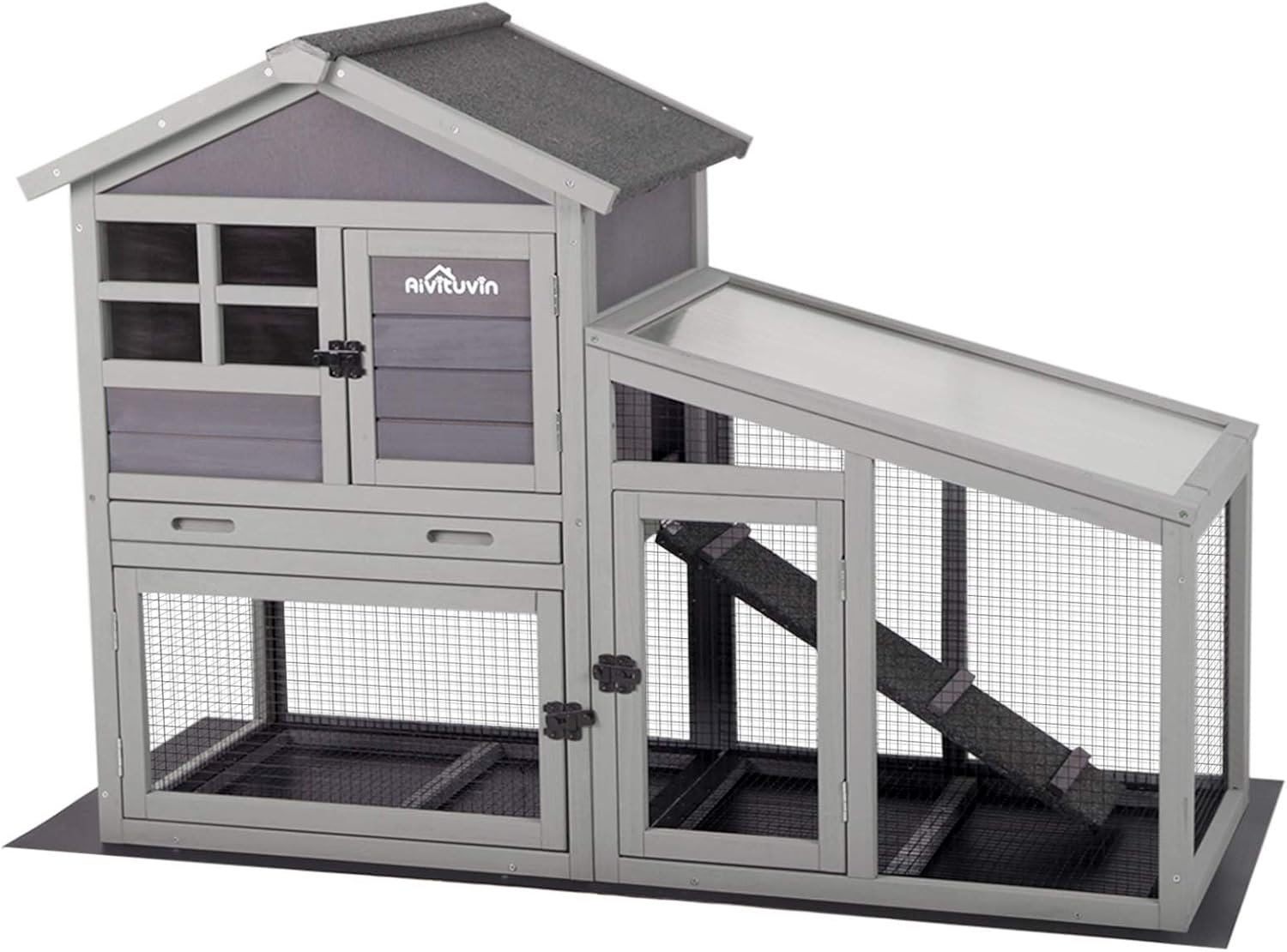 Aivituvin Chicken Coop Rabbit Hutch Outdoor Bunny Cage Indoor with Removable Bottom Wire Mesh Rabbit Cage with UV Panel 53.4" L x 23.6" W x 38.1" H