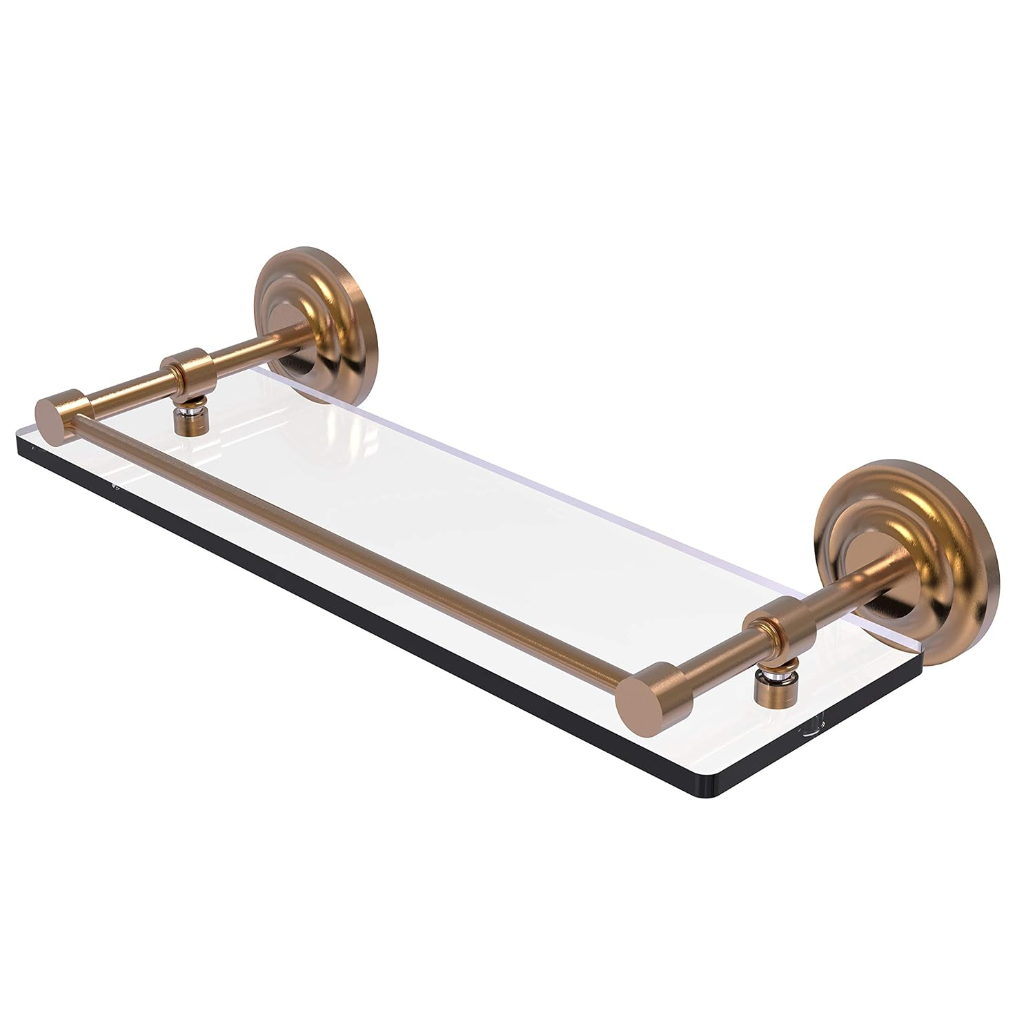 Allied Brass QN-1/16-GAL-BBR Qn 1 Gal Que New Inch Tempered Gallery Rail Glass Shelf, 16 Inch, Brushed Bronze