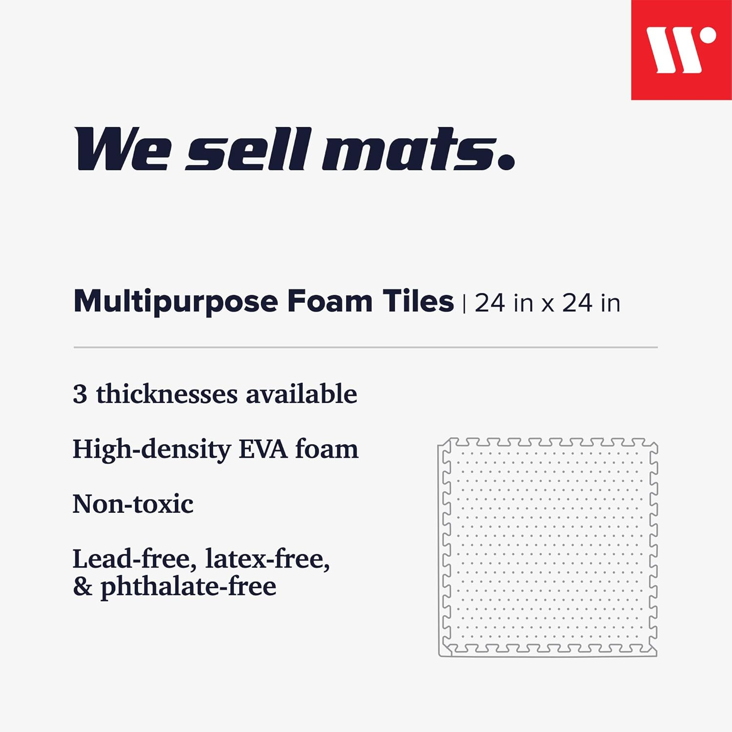 Light Blue EVA Foam Interlocking Gym Floor Tiles, 24 x 24 Inch