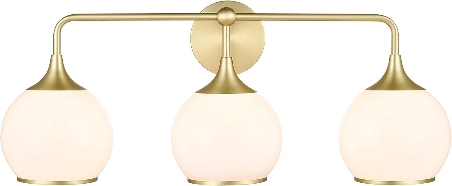 Light Society Lia 3-Light Vanity Light, Brushed Brass/Opal