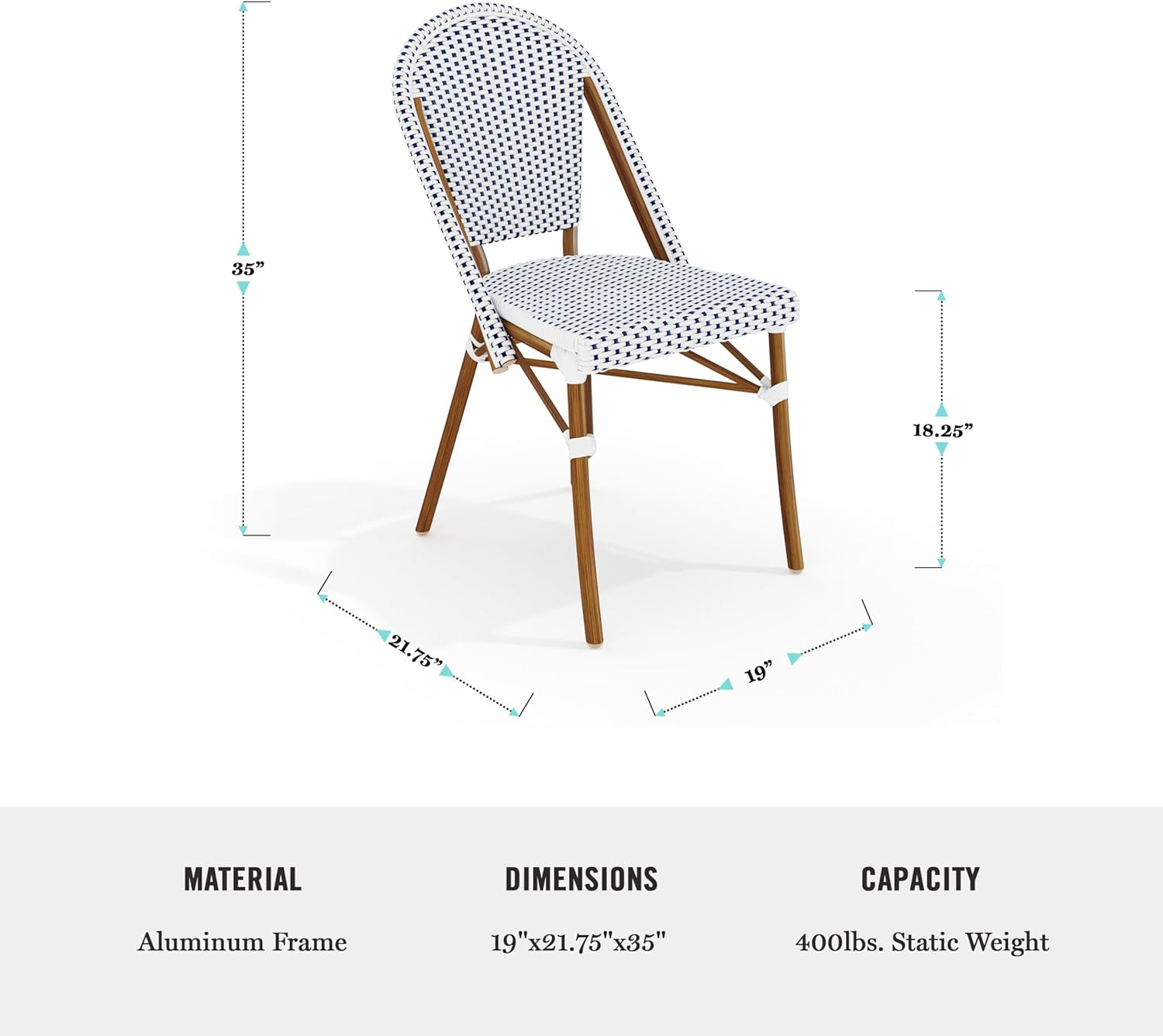 Martha Stewart Martha Stewart Lily Pond All-Weather Stackable Patio Bistro Dining Chairs (Set of 2)