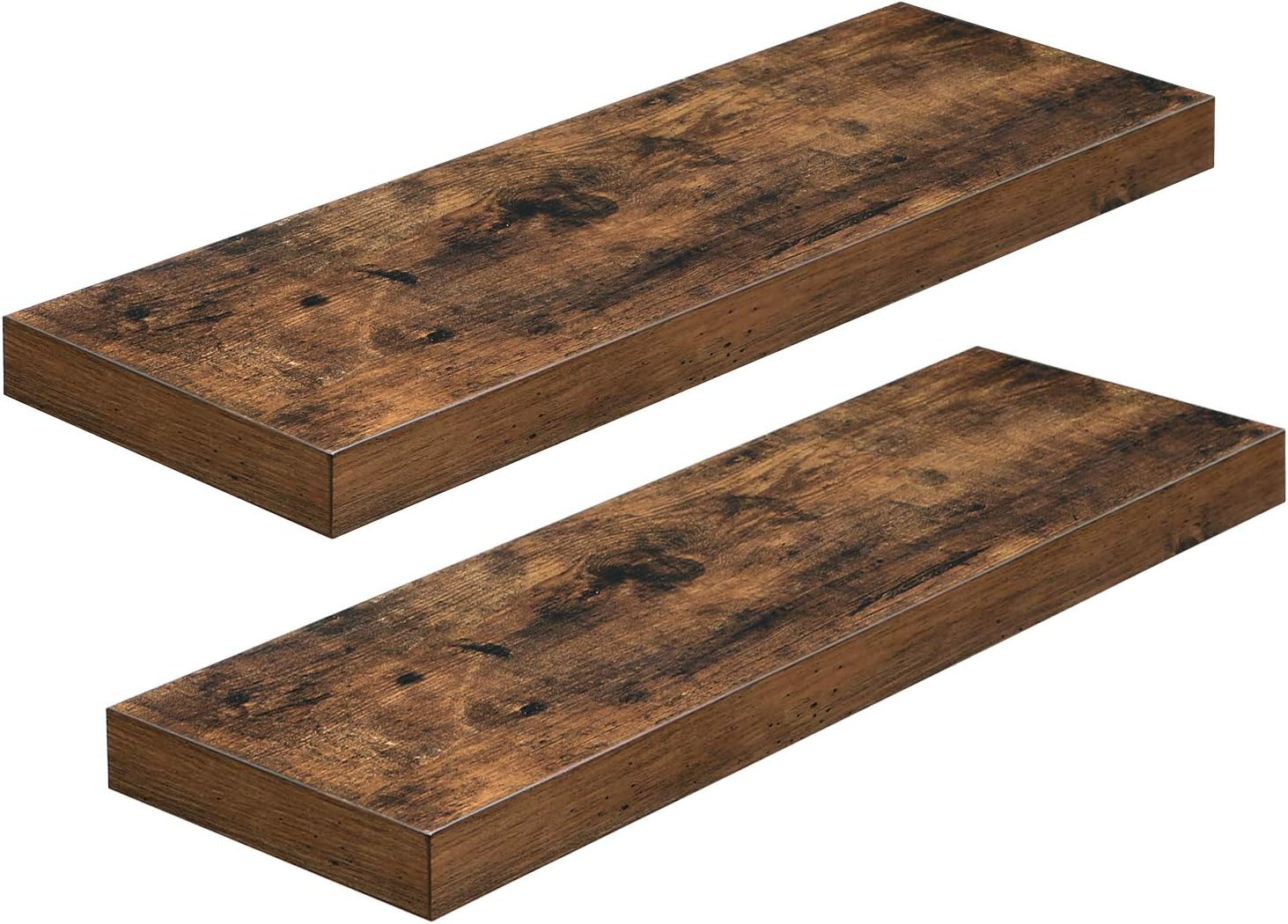 VASAGLE Floating Shelf Set of 2, for Photos, Decorations, in Living Room, Kitchen, Hallway, Entryway, Bathroom, Rustic Brown ULWS026X02