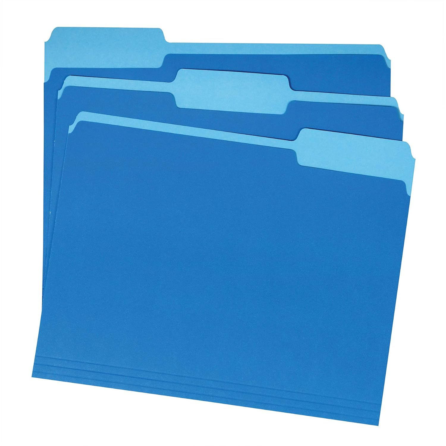 Amazon Basics File Folders, Letter Size, 1/3 Cut Tab, Sturdy with Tabs for Organizing and Filing, Blue, 36-Pack