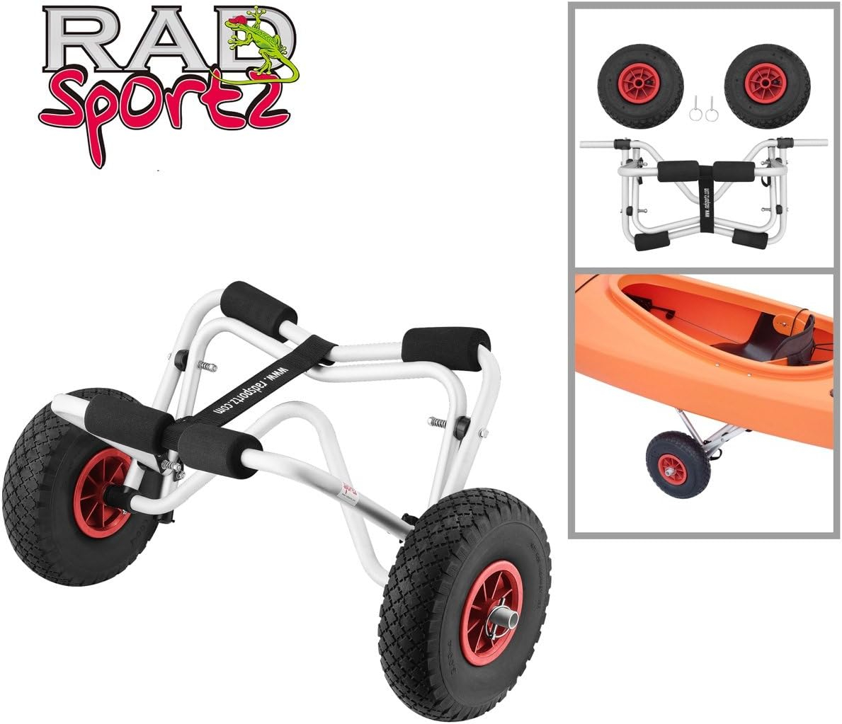 Silver Aluminum Folding Kayak Cart with Foam Cushions