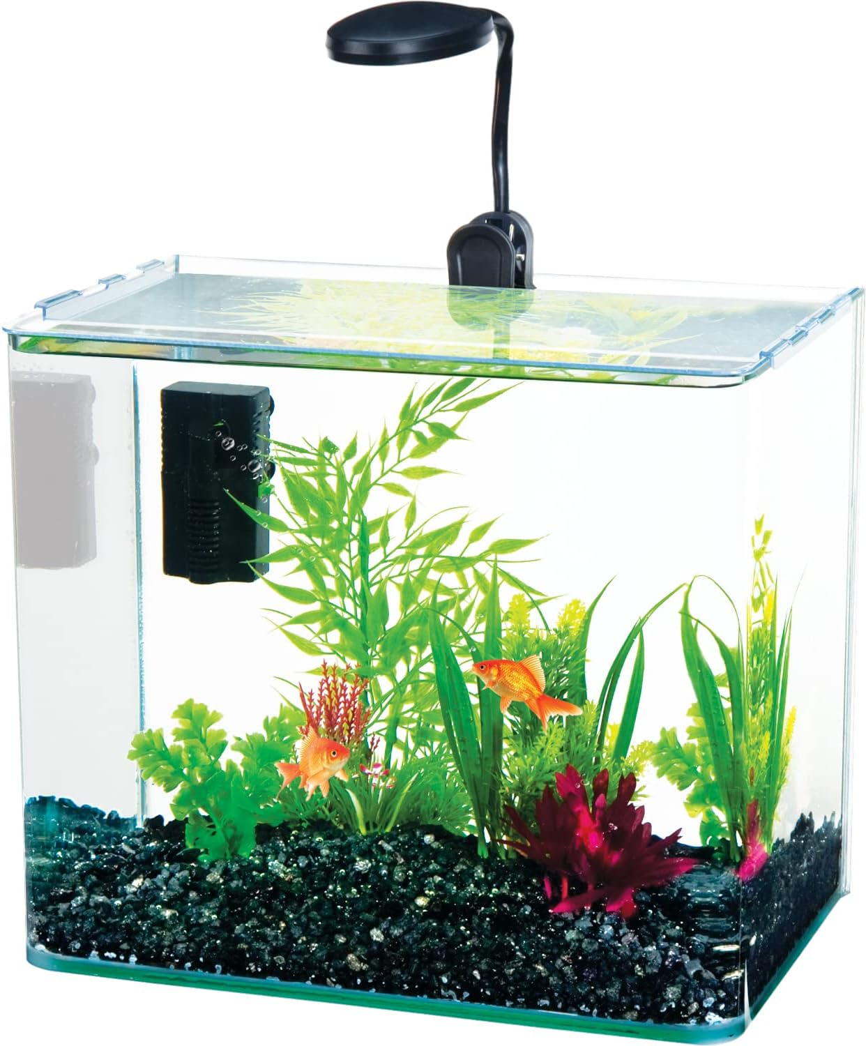 Penn Plax Radius Rectangle Nano Aquarium Kit – Includes LED Light, Internal Filter, and Mat