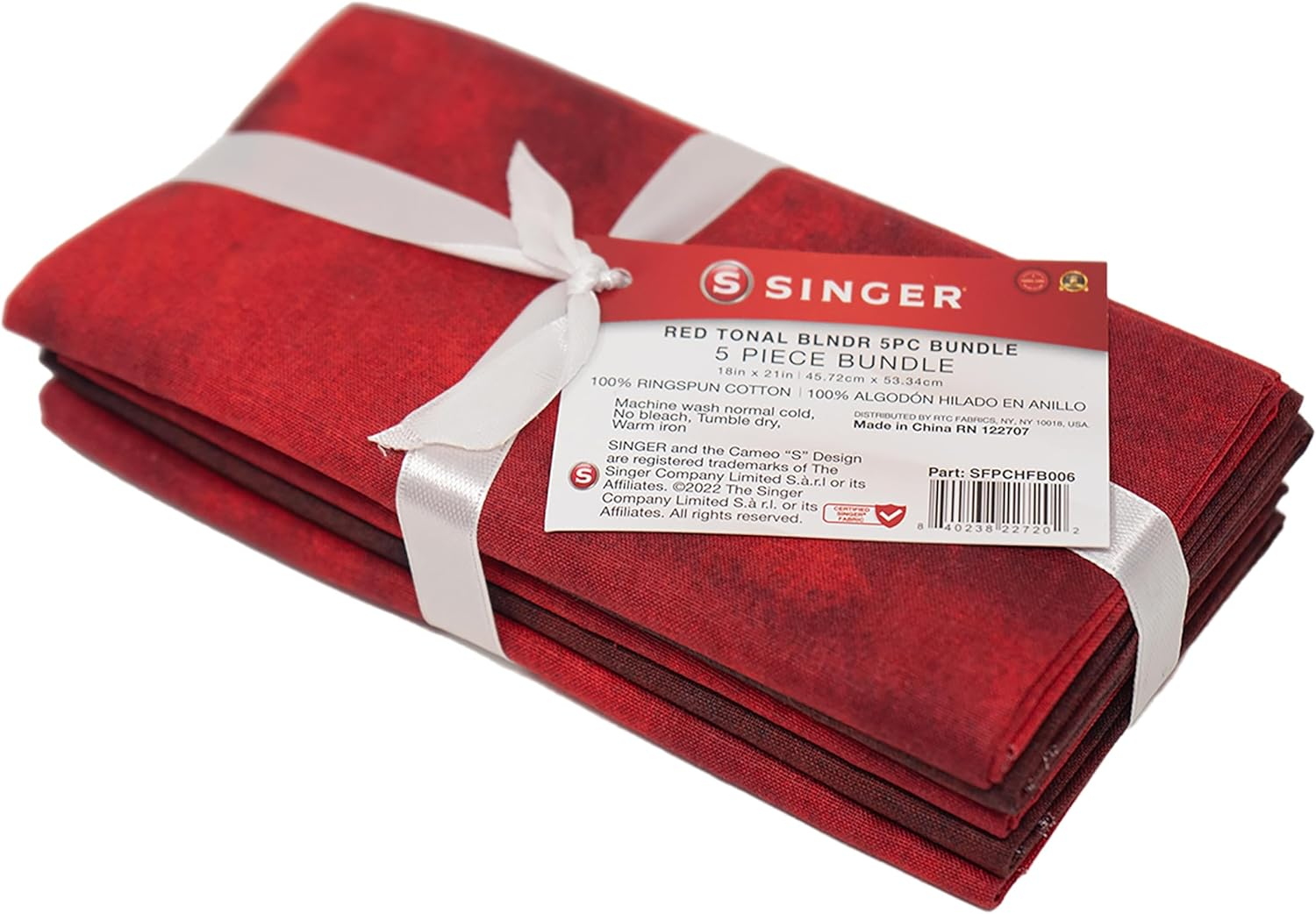 Singer, 100% Cotton, Red Tonal Blndr 5Pc Bundle