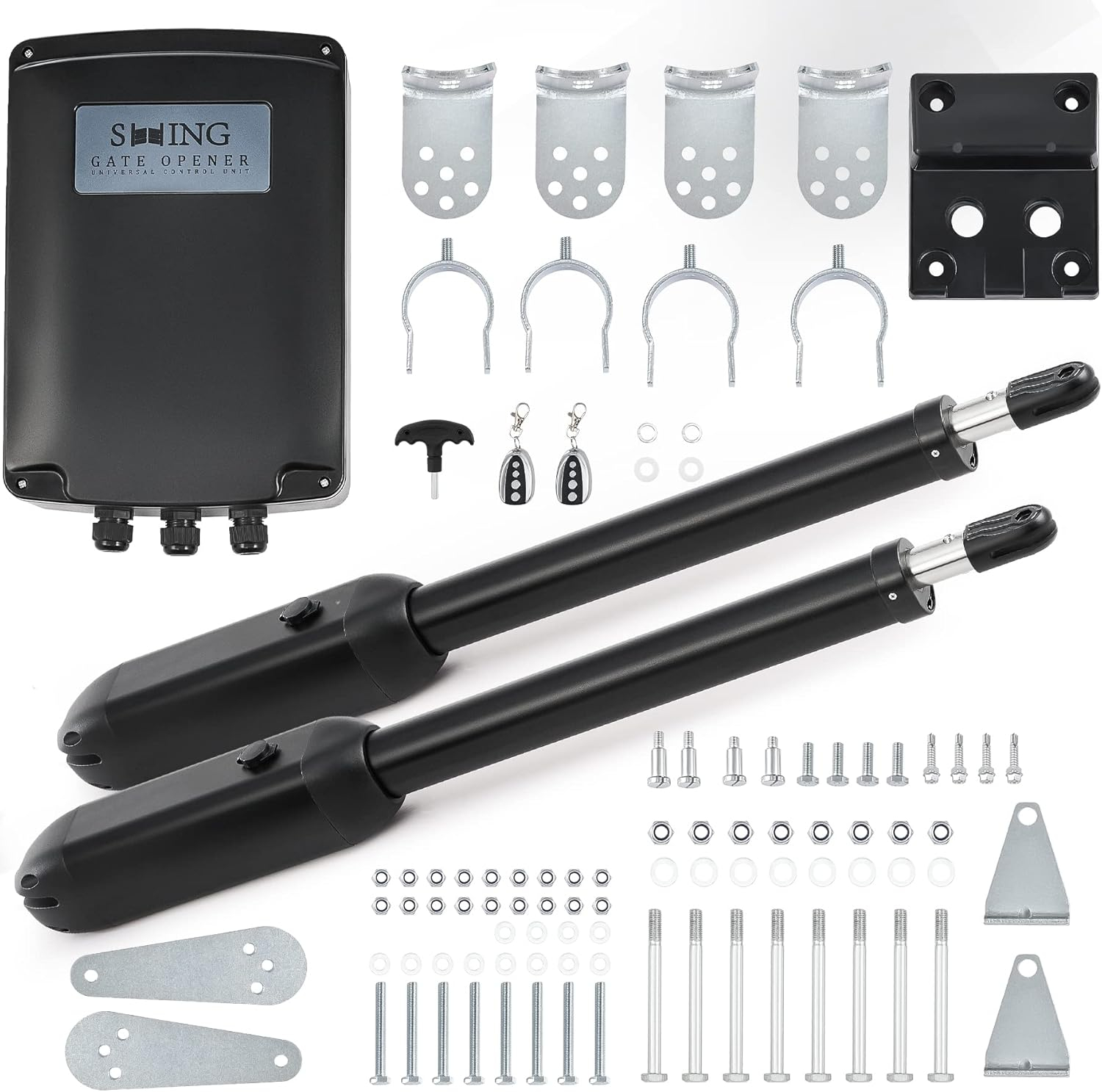 CO-Z Automatic Dual Swing Gate Opener Kit - Electric Opener for Double Gates, Up to 18ft & 660lb per Side, Remote Control & Complete System