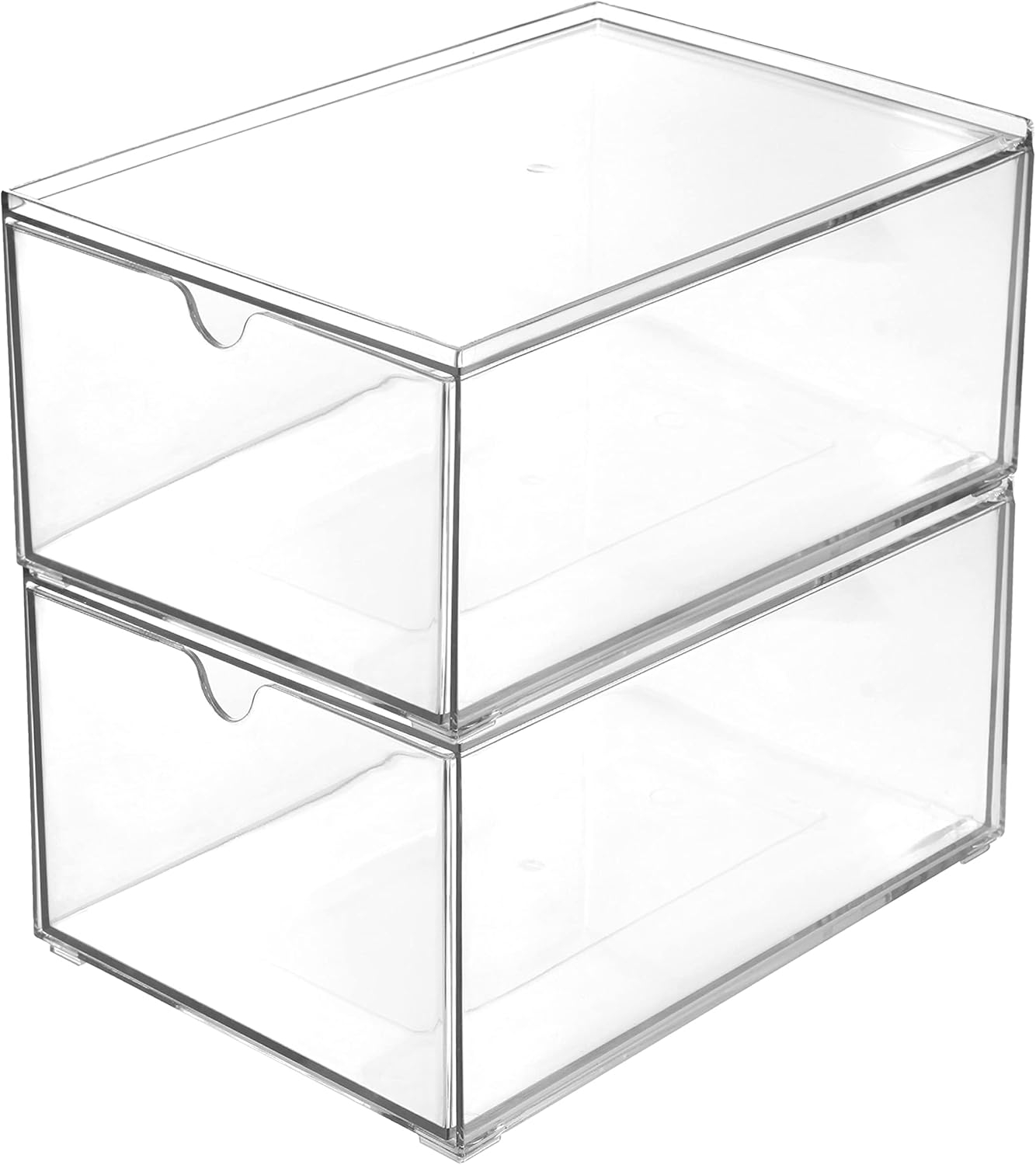 Youngever 2 Pack Stackable Makeup Organizer Drawers, 9" x 6.5" x 4 Clear Cosmetic Storage Organizers