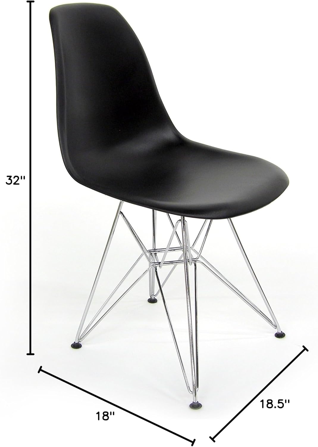 Parisian Black Metal Eiffel Base Molded Side Chair, Set of 2