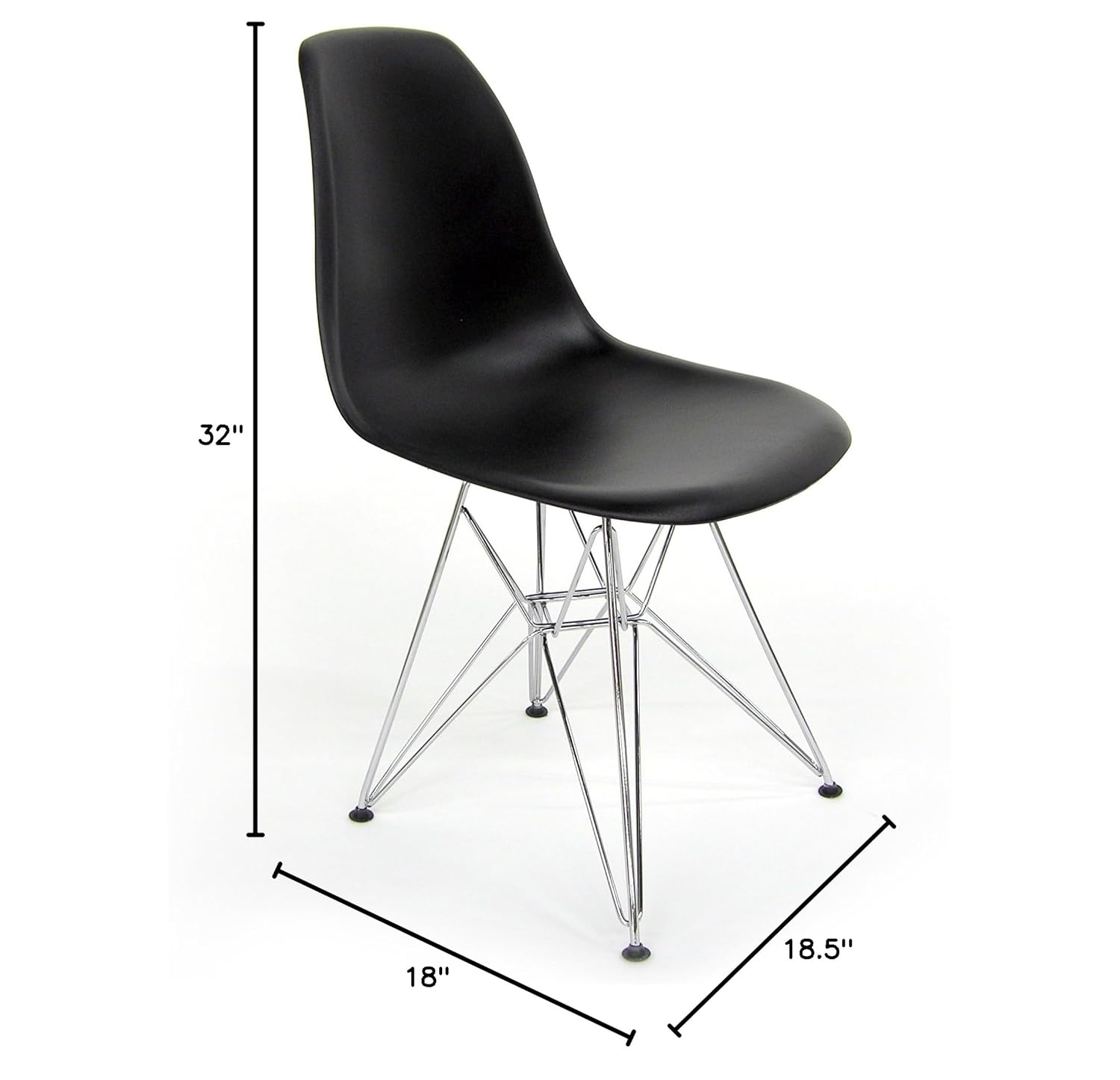 Parisian Black Metal Eiffel Base Molded Side Chair, Set of 2