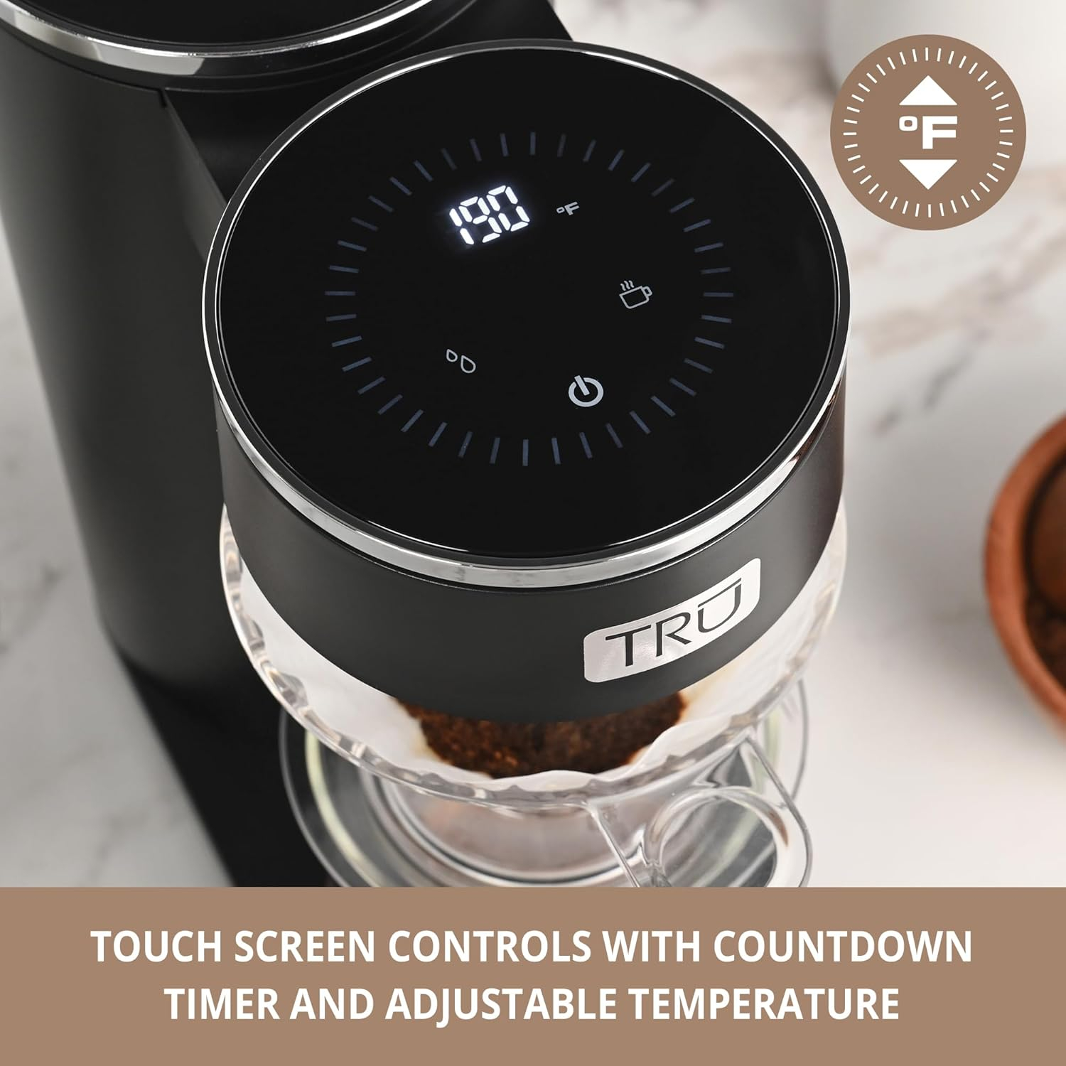 TRU Digital Control Pour Over Black 12-Cup Drip Coffee Maker