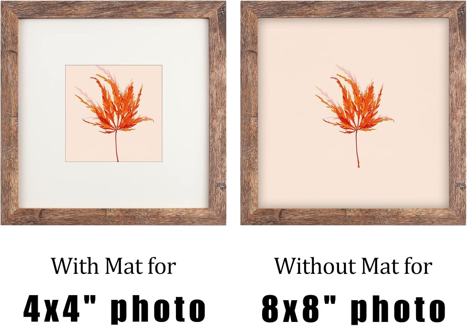 TOFOREVO Picture Frames 8x8 Set of 2 Rustic Wood Grain Photo Frame for Gallery Wall Mounting or Tabletop Display