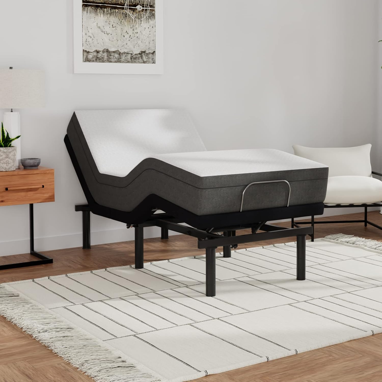 Blissful Nights e3 Twin XL Adjustable Bed Base Frame with 10" Medium Firm Gel Infused Memory Foam Mattress