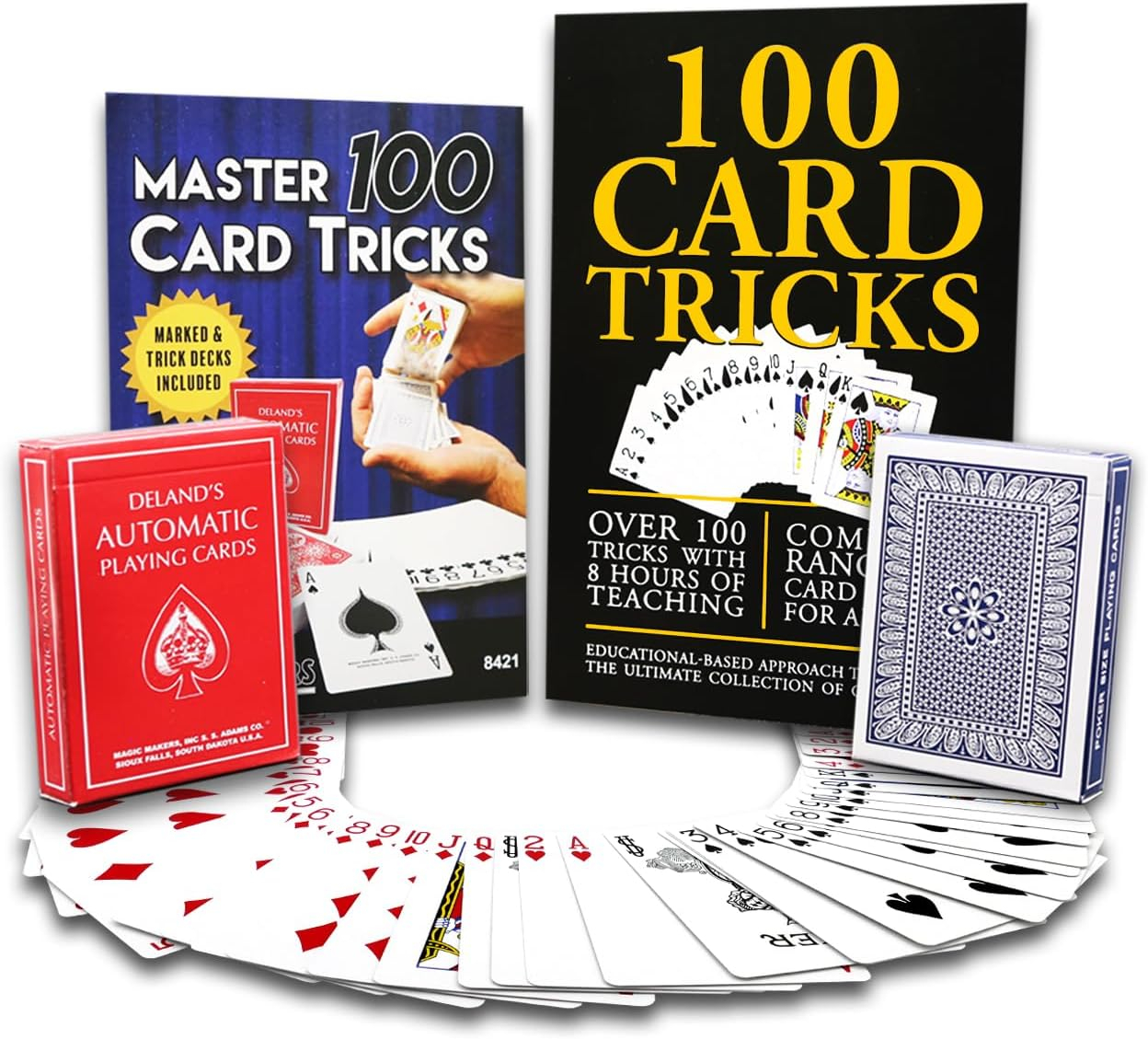 Magic Makers Kit de Trucos de 100 Cartas - Cubierta Marcada Automáticamente y Cubierta de Trucos Svengali Incluida - Trucos de Magia con Cartas