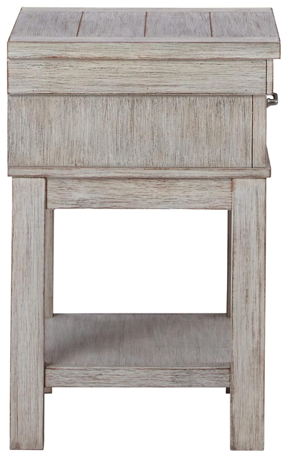 Transitional Beige 1-Drawer Nightstand with Brushed Nickel-Tone Handle
