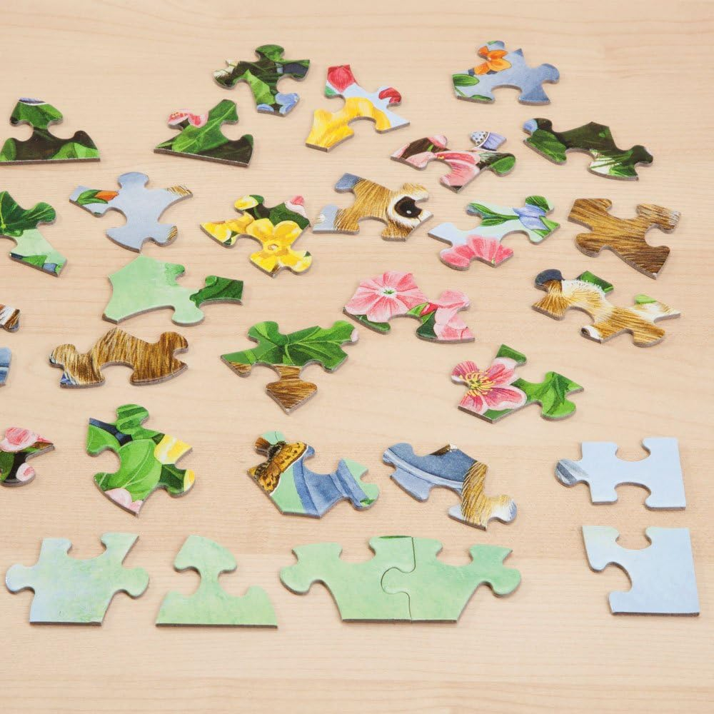 Bits and Pieces – Large 100 Piece Jigsaw Puzzle for Adults – Woodland Friends - Forest Deer Bunny Turtle Bird Jigsaw Puzzle by Julie Bauknecht, Completed Puzzle Size: 15" x 19"