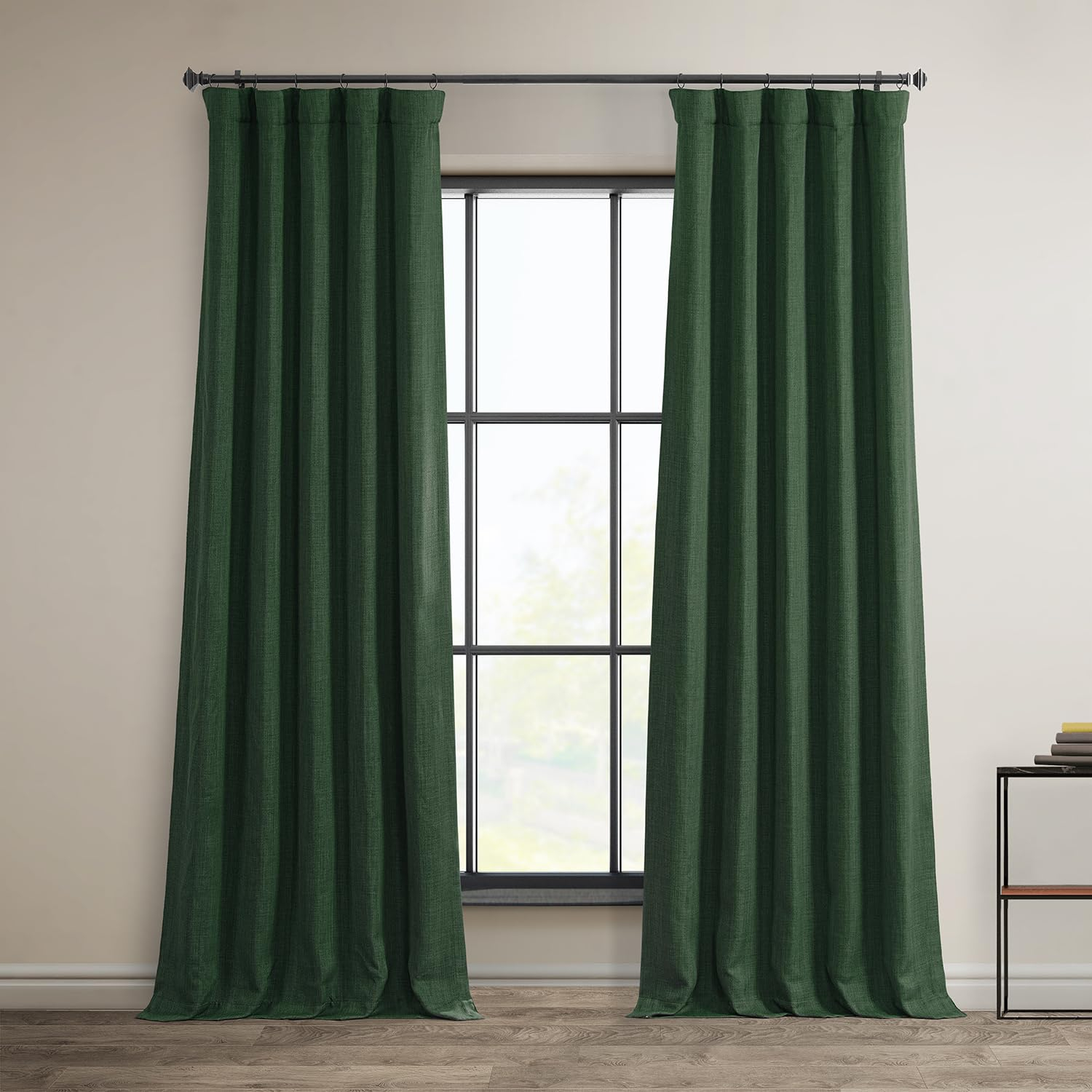 HPD Half Price Drapes Key Green Faux Linen Room Darkening Curtains for Bedroom & Living Room Curtains (1 Panel), Door & Window Curtains 84 inches long, Rod Pocket Curtains & Drapes, 50W X 84L