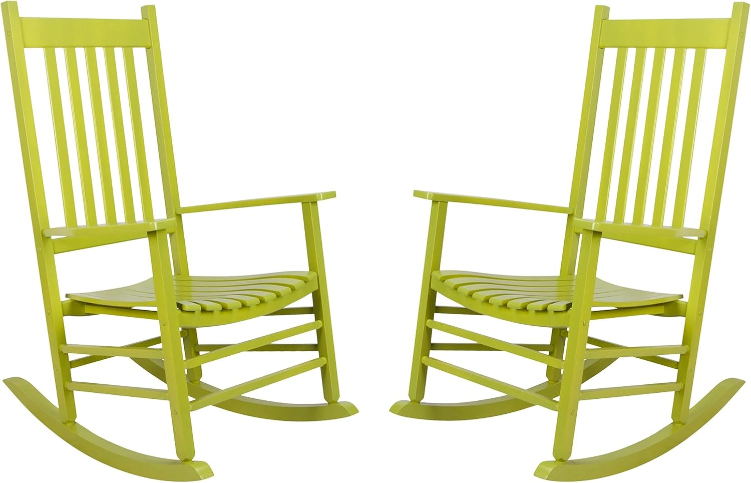 Shine Company 4332 Lime Wood Frame Rocking Chair with Slat Seat