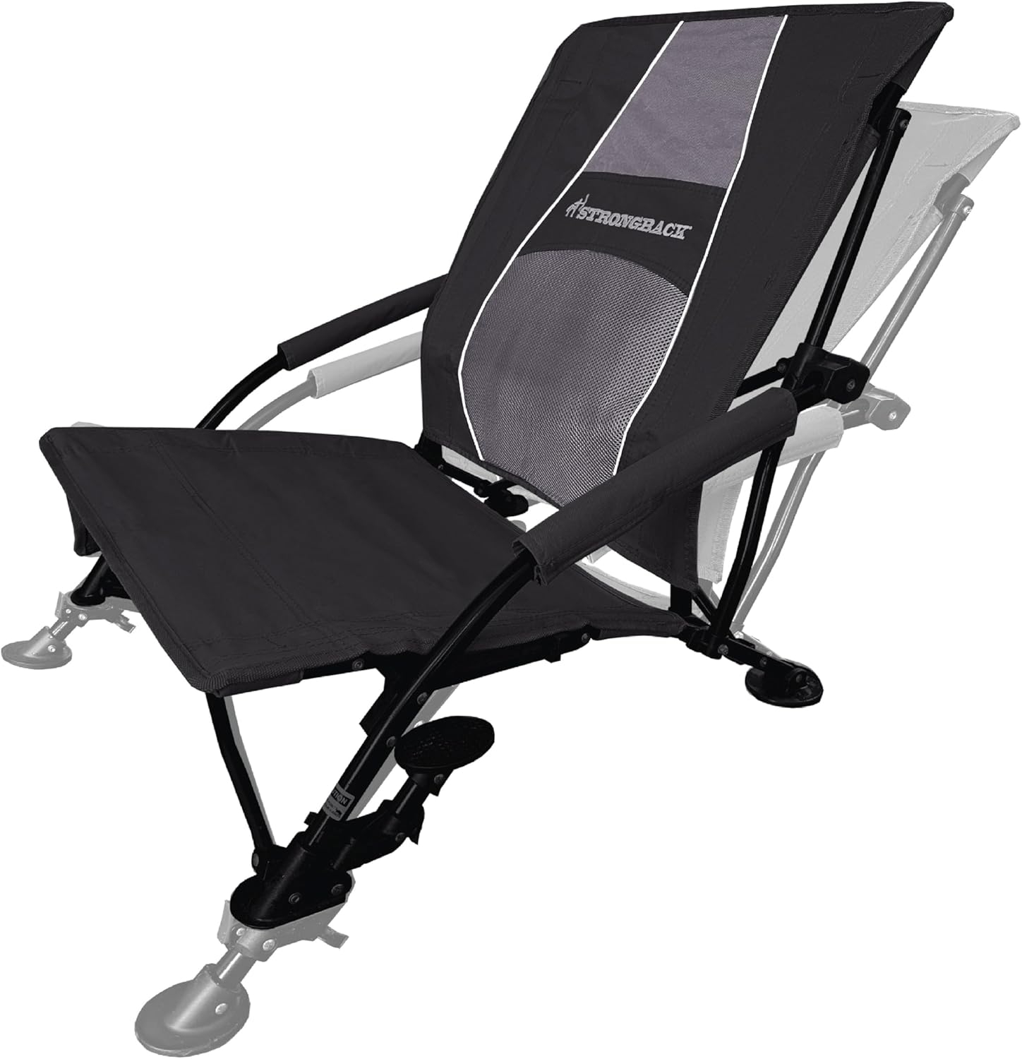 Strongback Low G Recliner Beach Chair with Lumbar Support, Black/Grey