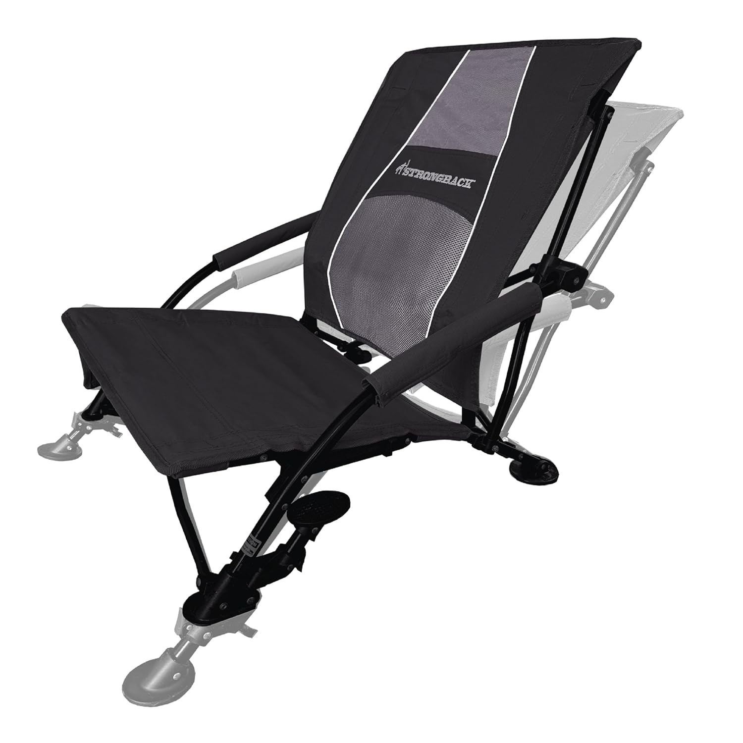 Strongback Low G Recliner Beach Chair with Lumbar Support, Black/Grey