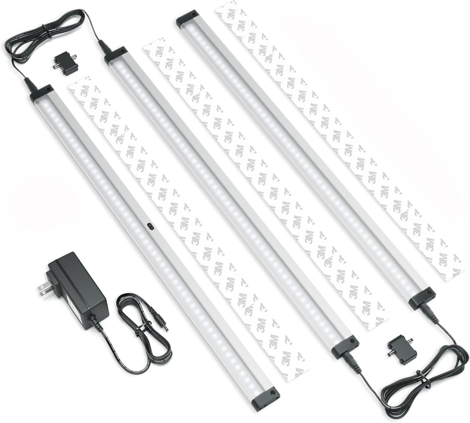 EShine 3 Extra Long 20 inch Panels LED Dimmable Under Cabinet Lighting Kit, Hand Wave Activated - Touchless Dimming Control, Cool White (6000K)