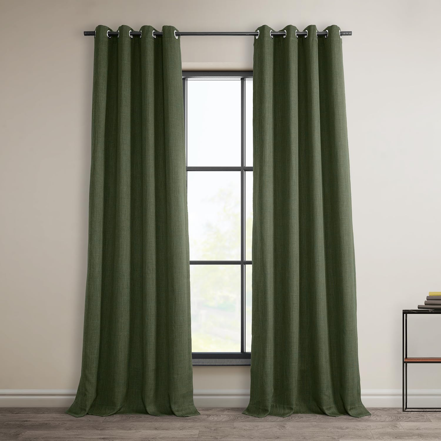 HPD Half Price Drapes Grommet Linen Curtains 84 Inches Long Room Darkening Curtains for Bedroom & Living Room (1 Panel), 50W x 84L, Tuscany Green