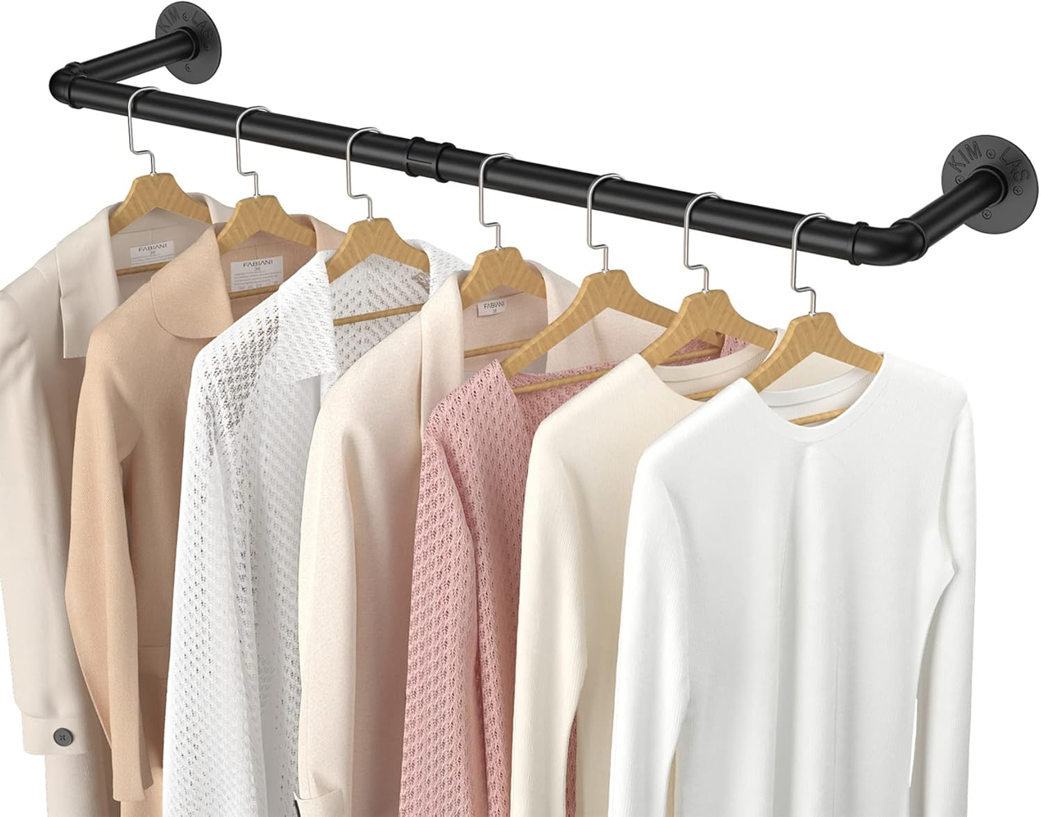 Sigrena 38.4" Pipe Clothes Rack Heavy Duty Industrial Wall Mounted Garment Rack Clothes Hanging Rod Bar for Laundry Room,Black