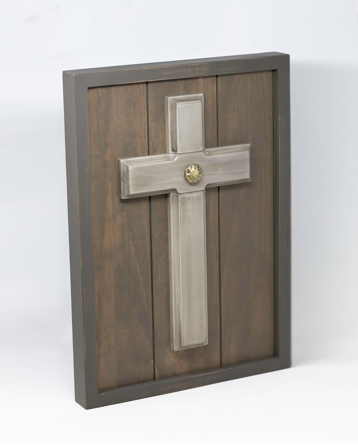 The Unity Cross Gray Wash Religious Wedding Wood Wall Sconce Candle Holder