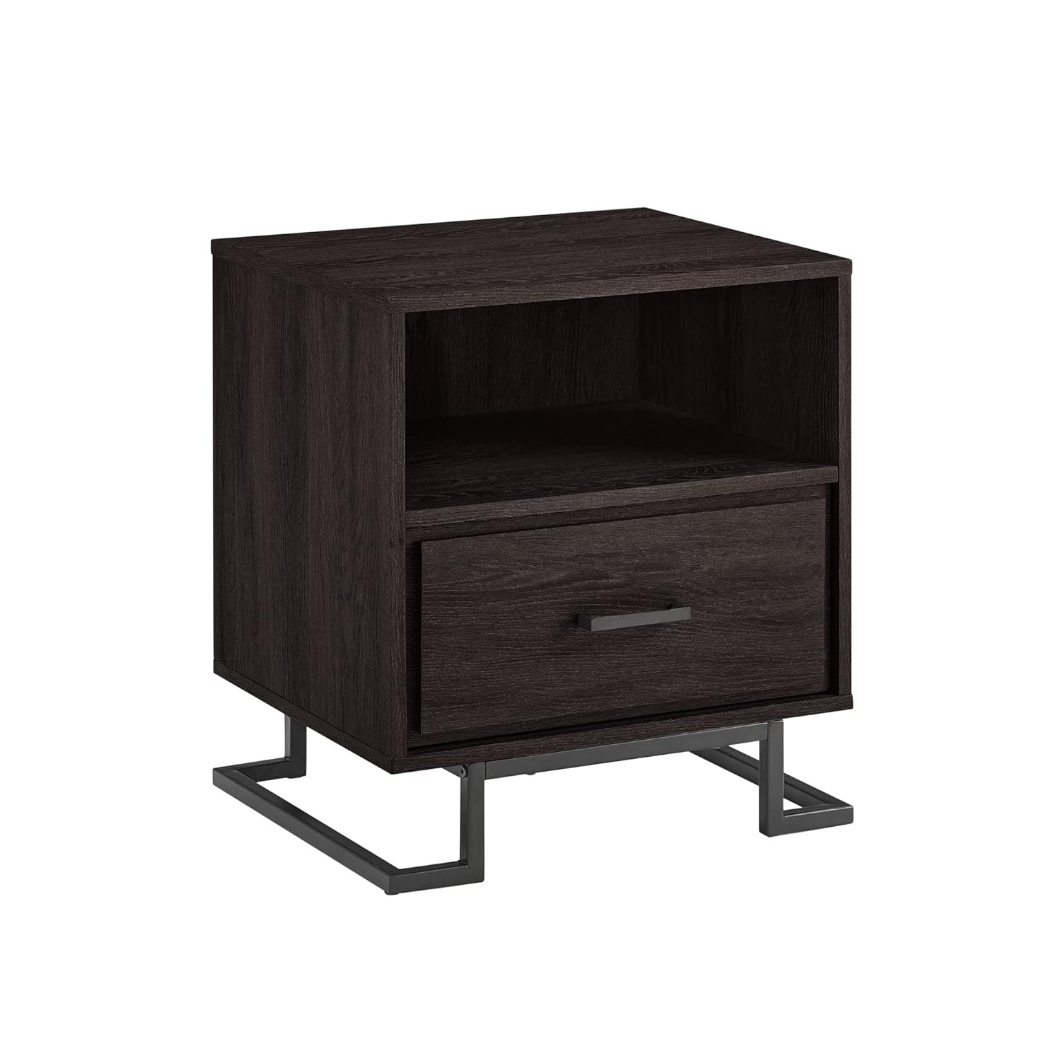 Miekor Furniture Contemporary Metal and Wood 1-Drawer Nightstand – Charcoal B5A6818