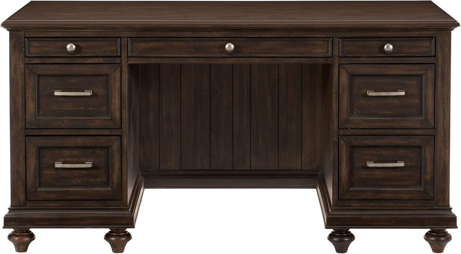 Traditional Brown Executive Desk with 7 Drawers