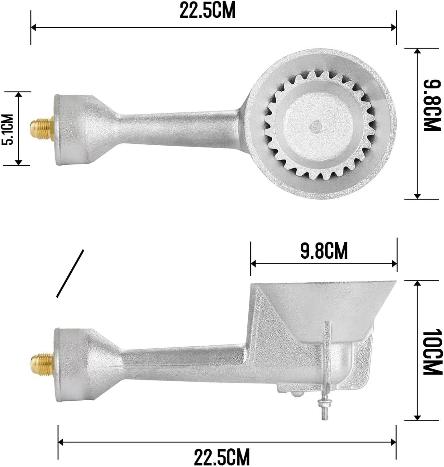 Roastove High Pressure Propane Cast-Iron Replacement Round Burner Head, Propane Burner Head with Brass Fitting Orifice