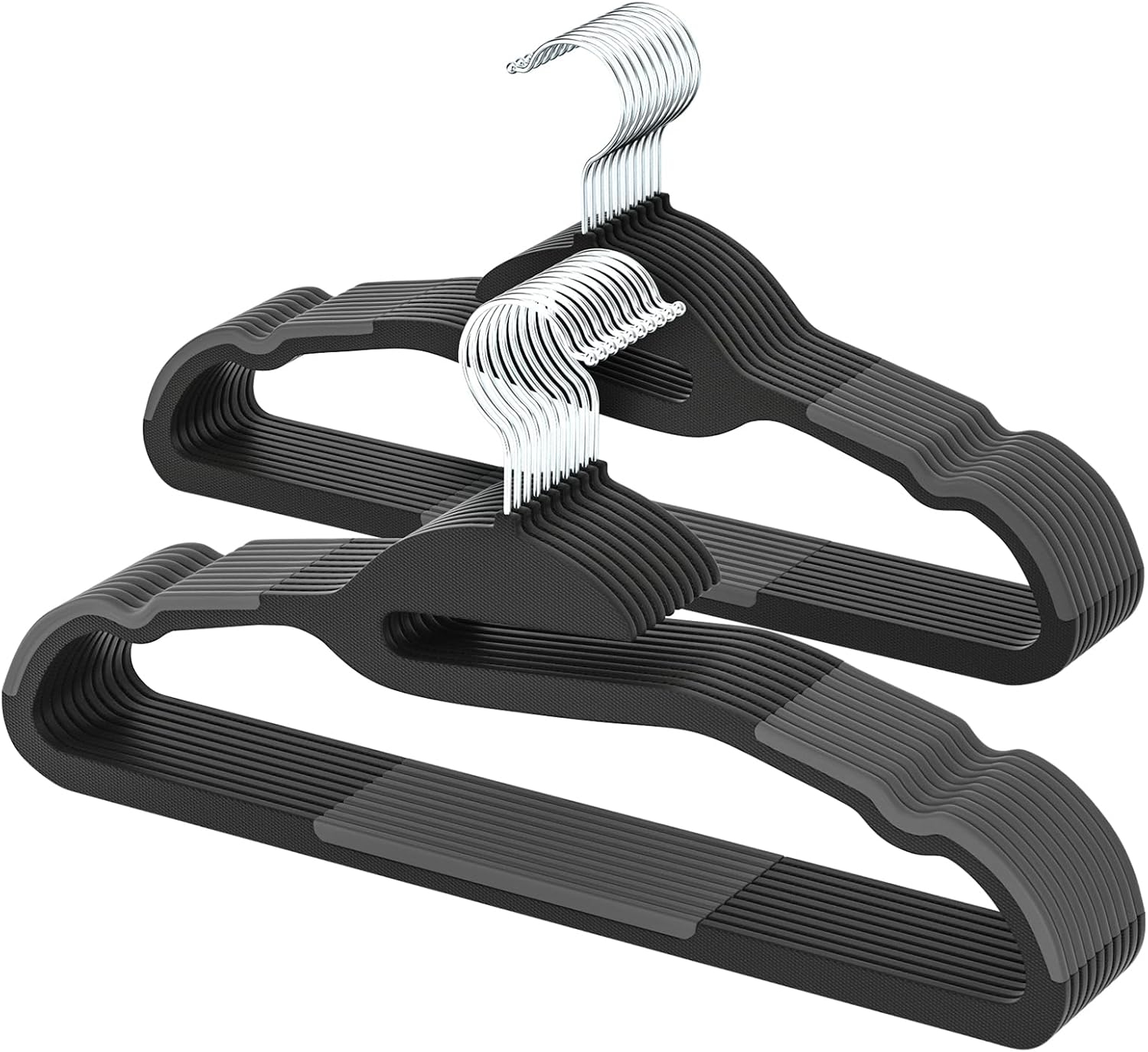 50PK Coat Hangers Non Slip - Space Saving Plastic Clothes Hangers, Slim Pant Hangers, U-Slide, Heavy Duty, 360°Swivel Hook, White