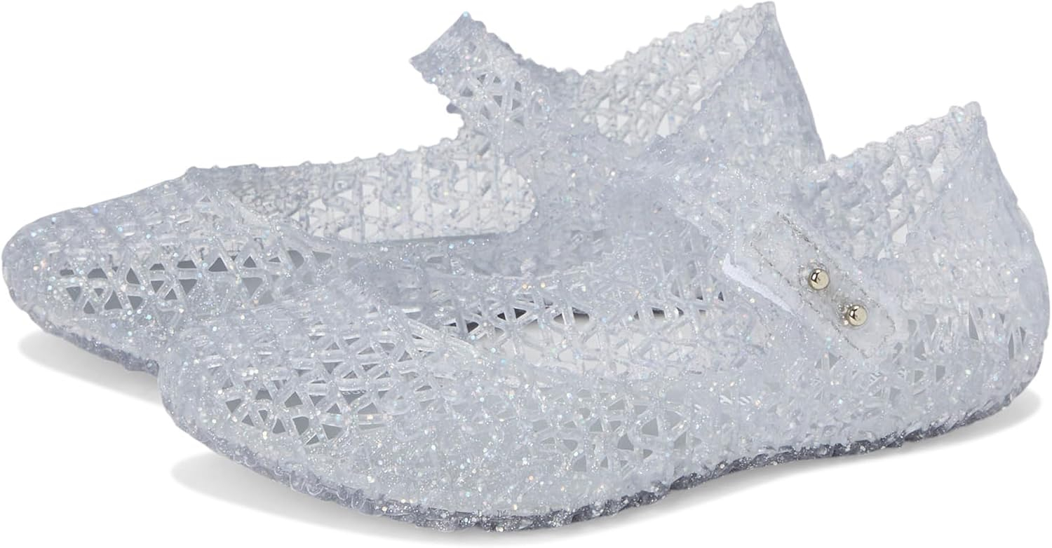 Mini Melissa Toddlers Campana Papel Baby Flats, Glitter Clear,5 M US