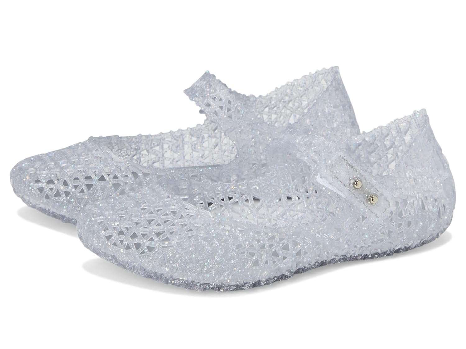 Mini Melissa Toddlers Campana Papel Baby Flats, Glitter Clear,5 M US