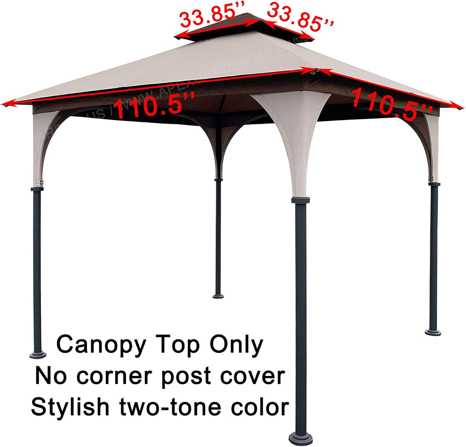 APEX GARDEN Replacement Canopy Top for 8' x 8' Gazebo #L-GZ375PST, L-GZ375PST-3