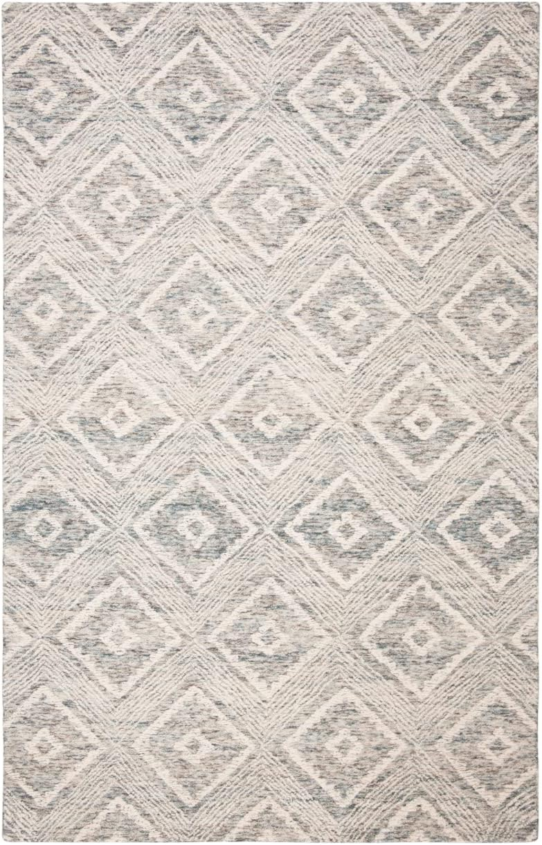 SAFAVIEH Abstract Louise Geometric Wool Area Rug, Ivory/Denim, 9' x 12'