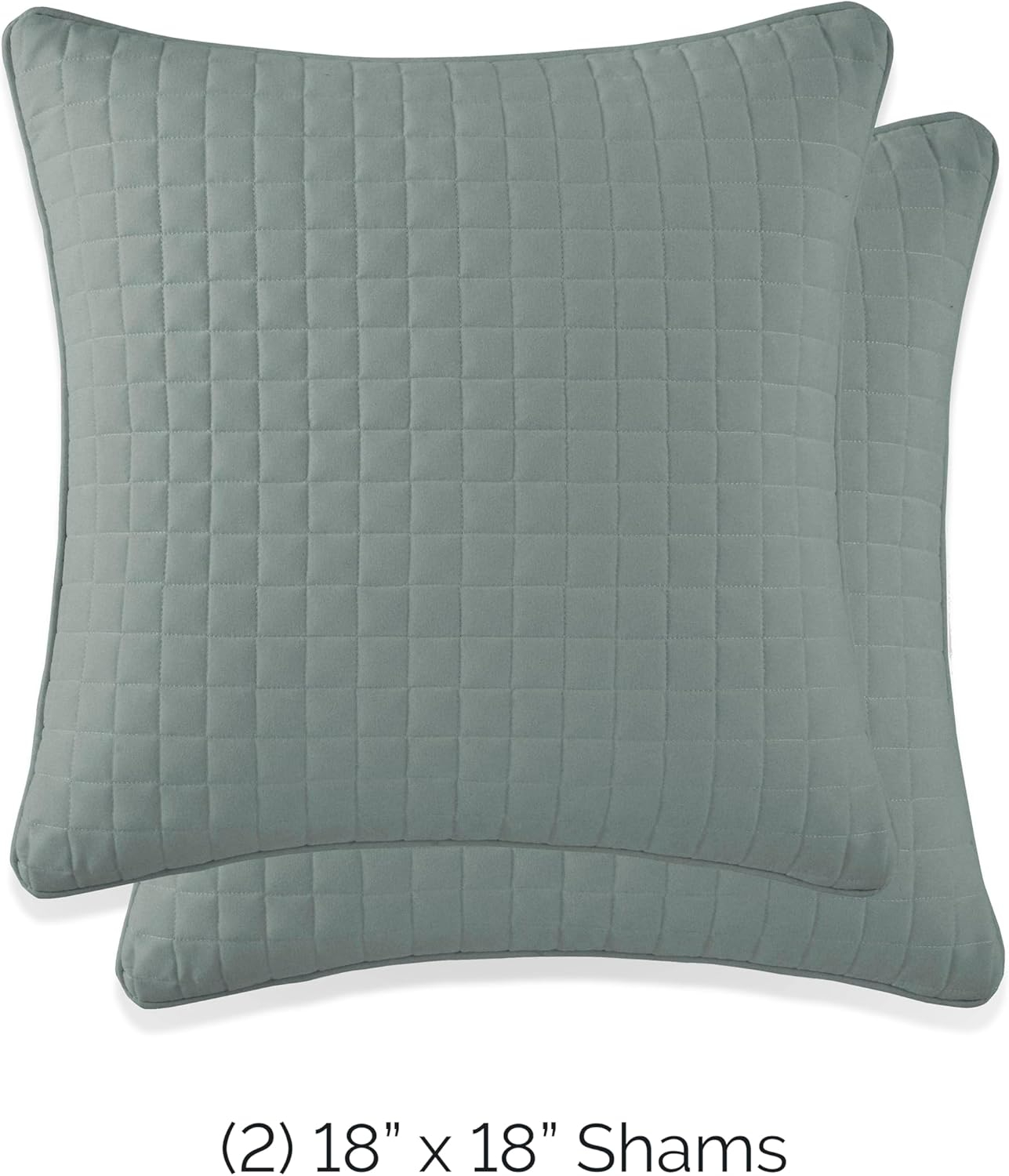 Southshore Fine Living, Inc. Decorative Blue Pillow Covers 18x18, Set of 2 Pillow Sham Covers for Throw Pillows, Quilted Square Pillow Shams to Match Quilt Bedding Set, Steel Blue