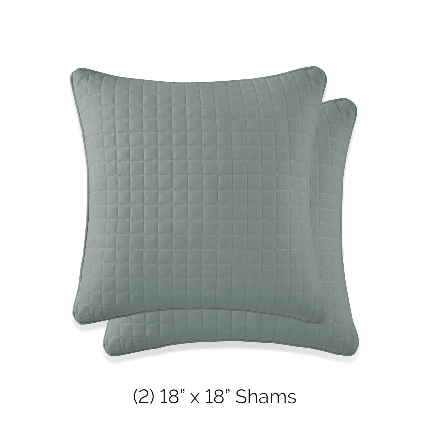 Southshore Fine Living, Inc. Decorative Blue Pillow Covers 18x18, Set of 2 Pillow Sham Covers for Throw Pillows, Quilted Square Pillow Shams to Match Quilt Bedding Set, Steel Blue