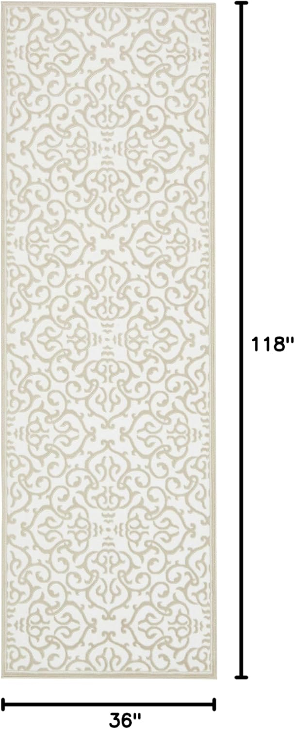 Unique Loom Rushmore Collection Area Rug - Johnson (3' x 9' 10" Runner Snow White/Beige)